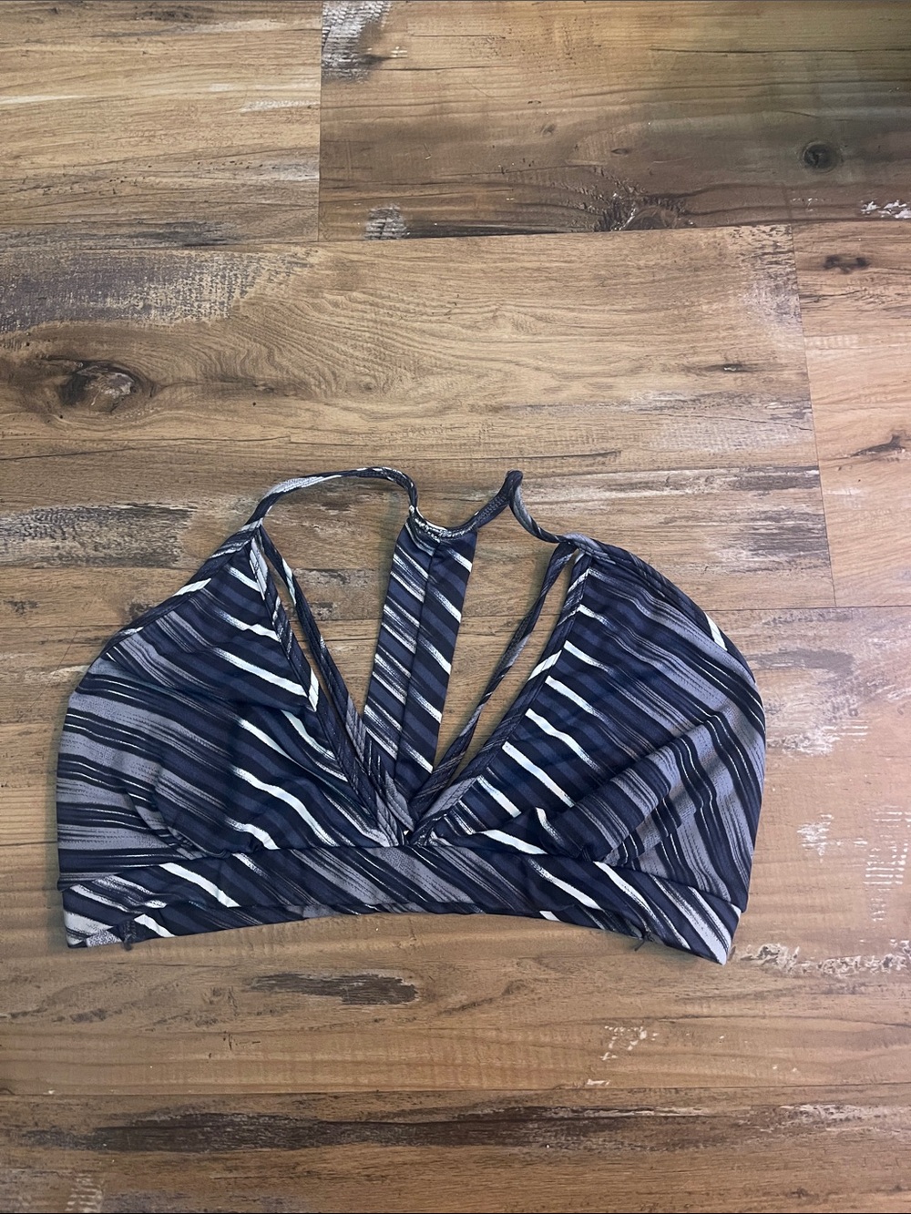 Striped Navy Halter Sports Bralette - Women